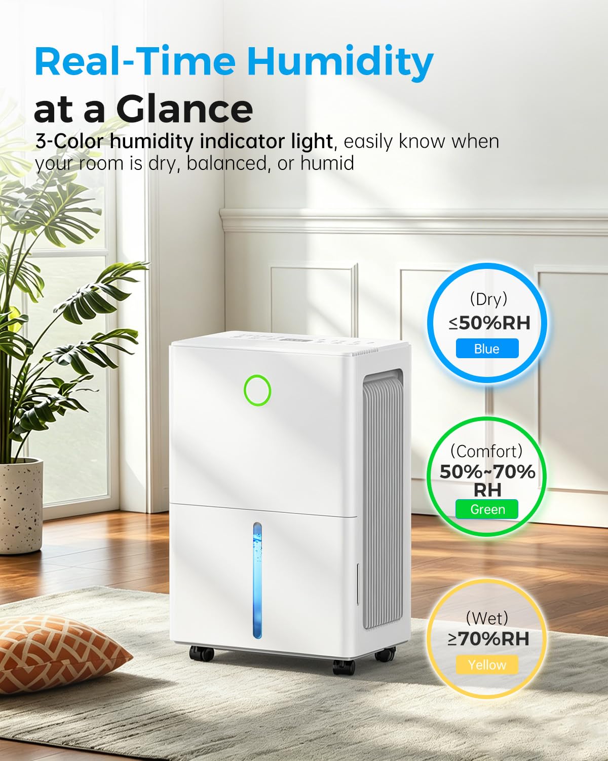 AILINKE Dehumidifier for Basement with Drain Hose, 30 Pint Dehumidifiers for Home up to 2000 sq ft, Dehumidifier for Bathroom with Auto Humidity Control, Dehumidifiers for Bedroom, 24H Timer, White