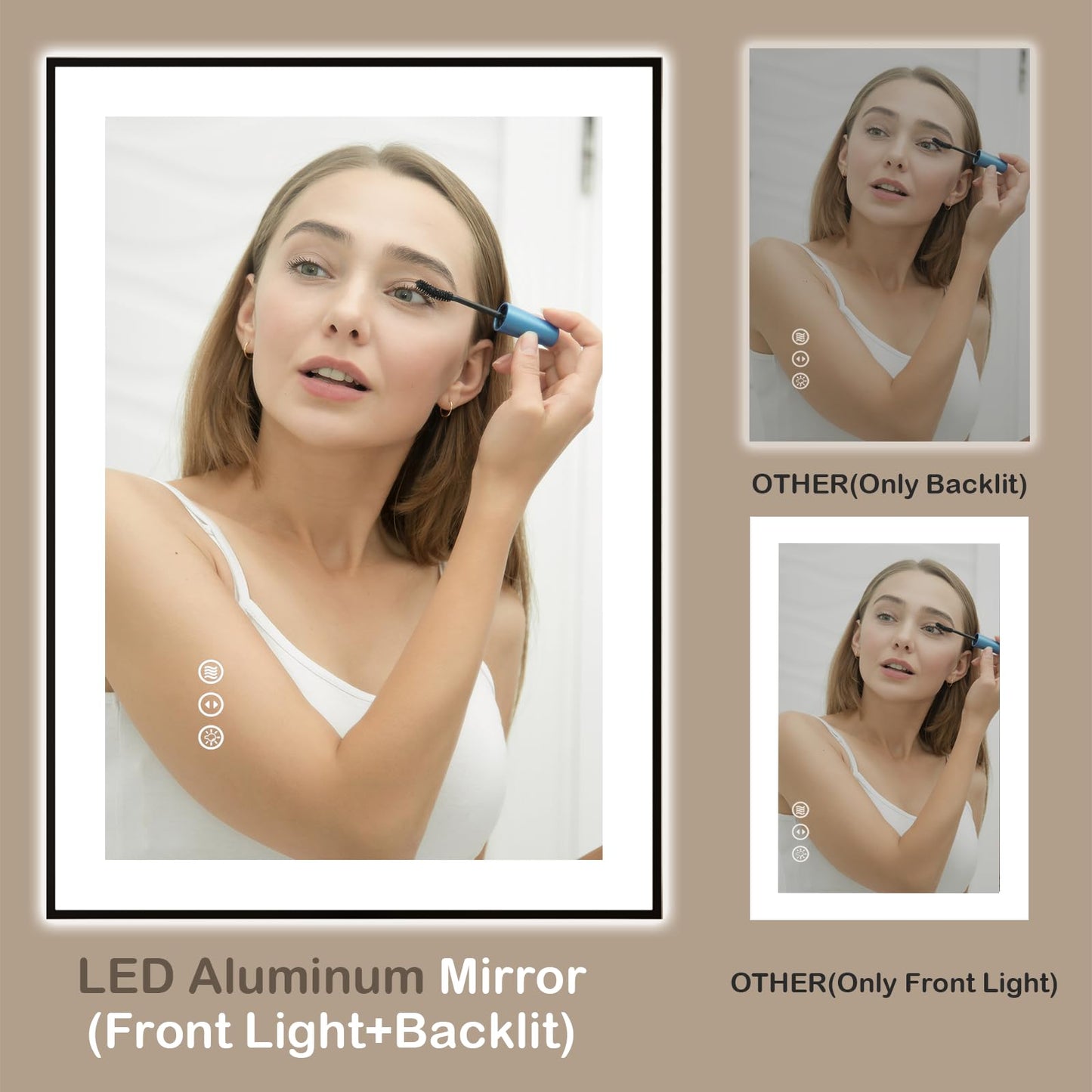 ISTRIPMF 24x32 Inch LED Bathroom Mirror with Black Frame, Backlit and Front Lighted Bathroom Mirrors for Wall, Anti-Fog, Dimmable, Memory, Shatterproof, LED Vanity Mirror for Bathroom