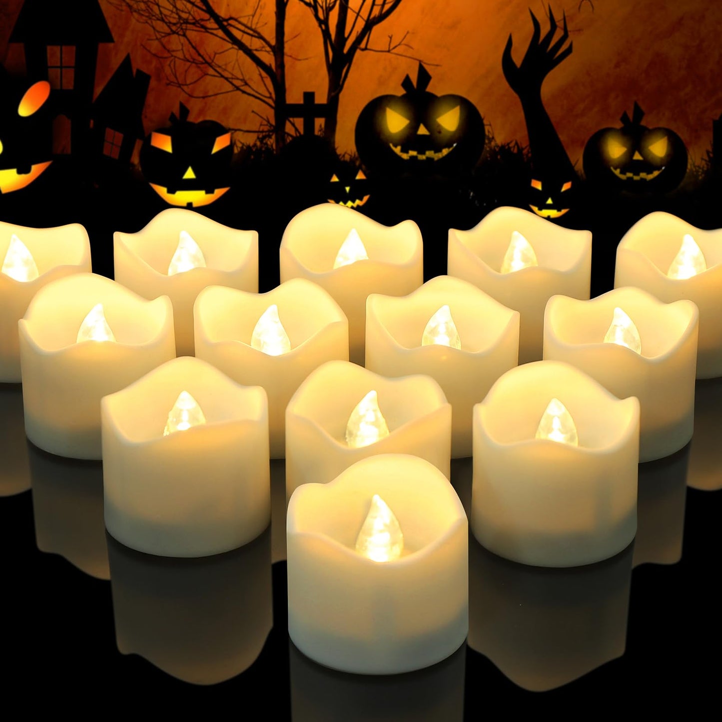 Topstone 12pcs Warm White Timer Flameless Candles,Battery Operated Led Tea Lights Candles,6 H On 18 H Off Timer Built in,Votive Candles for Halloween, Christmas, Wedding Centerpiece Table Decor