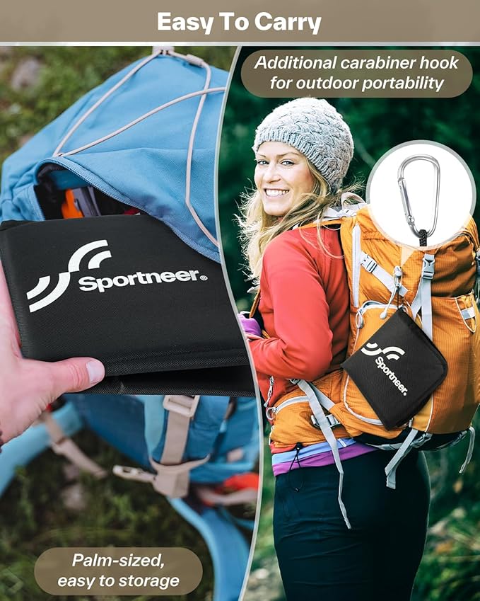 Sportneer Sitting Pad, Lightweight Waterproof Folding Seat Pad for Backpacking, 15.75'' x 15.75'' Portable Camping Seat Mat for Hiking, Picnics & Outdoor Use