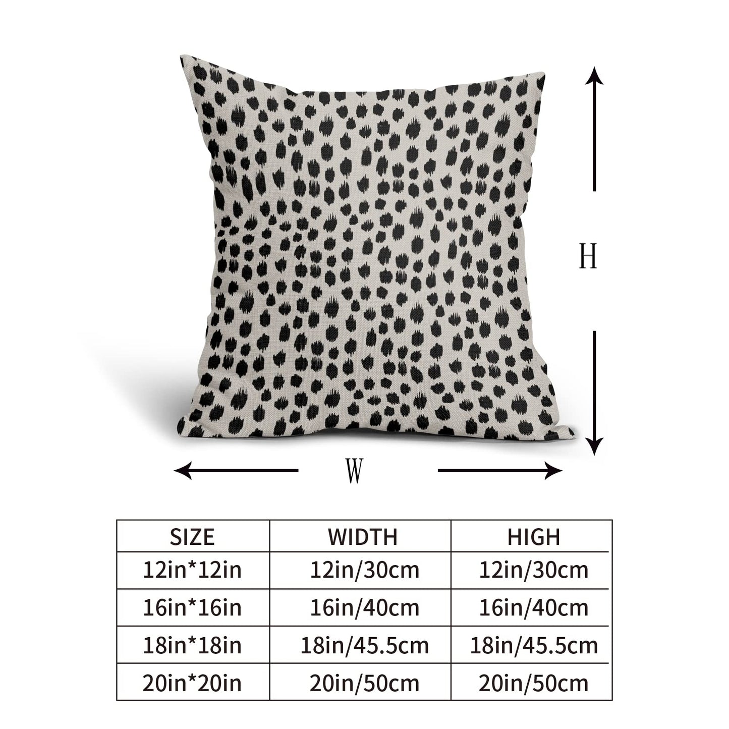 Polka Dot Pillow Covers 18x18 Set of 2 Black Cream Throw Pillows Boho Design Brush Strokes Decorative Outdoor Pillowcase Square Cushion Cover Linen Pillow Case for Home Sofa Couch Bed