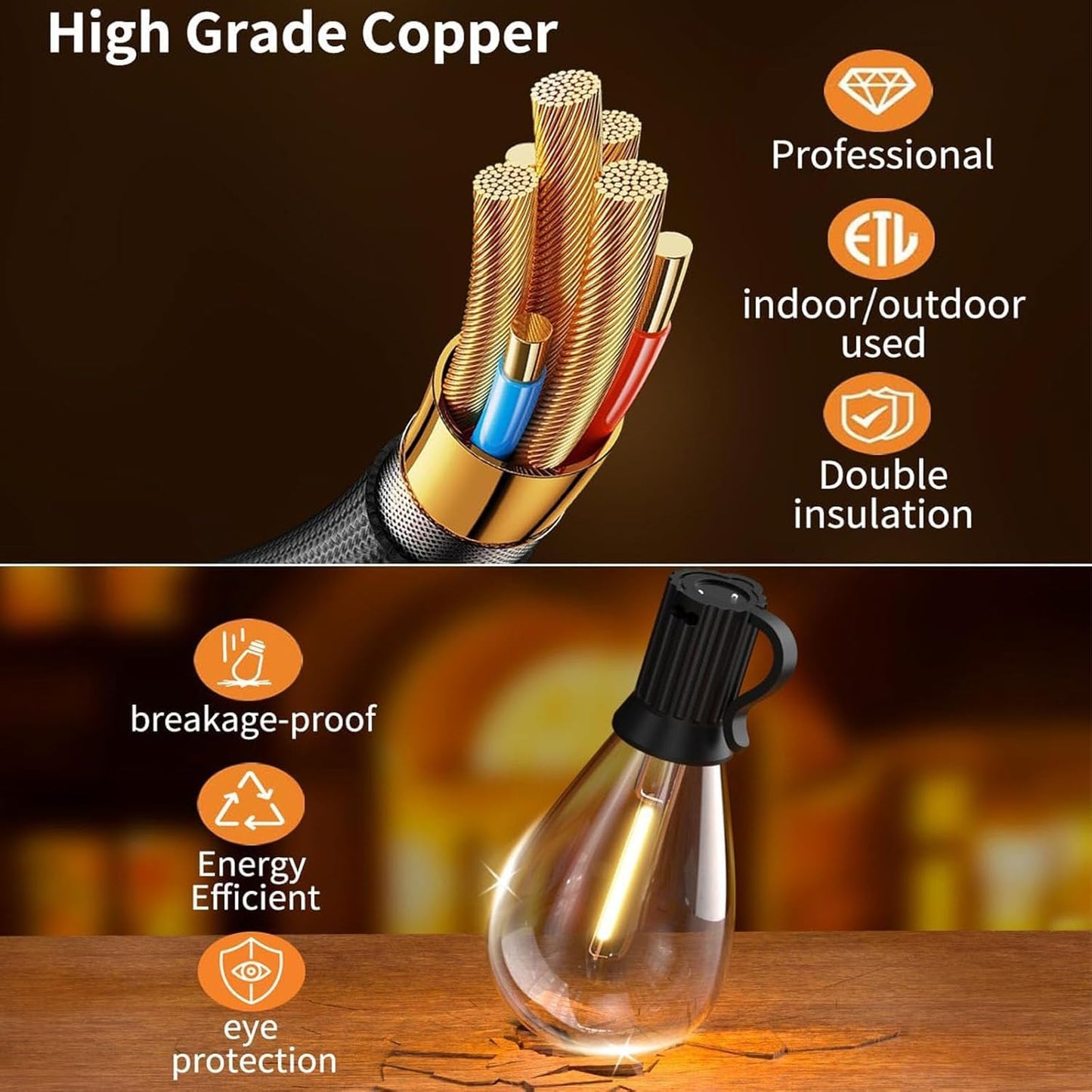 REEMEER 120FT Outdoor String Lights, Ultra Long Waterproof 30+2 Shatterproof Bulbs Led Outside Patio Lights for Porch Deck Garden Backyard Balcony Wedding Party Decor