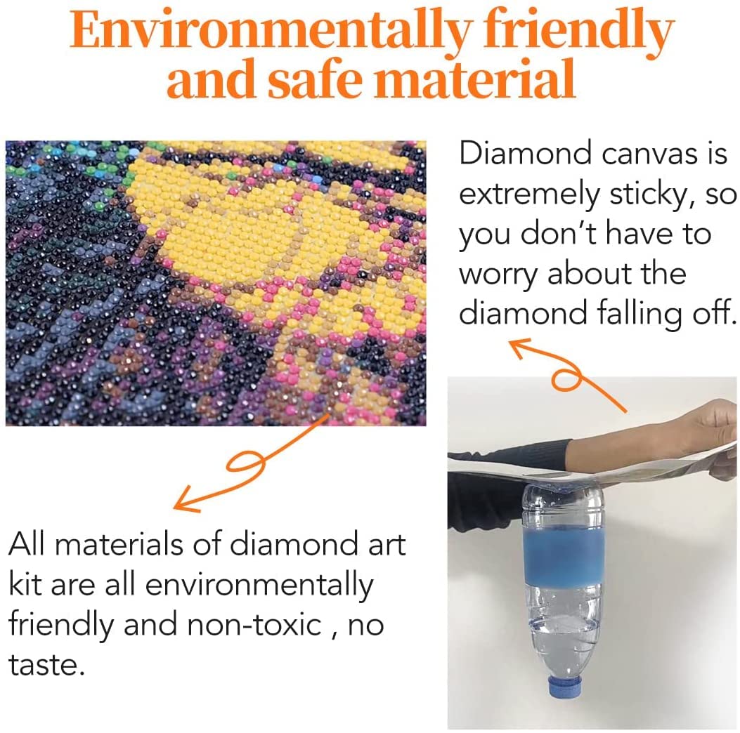 WHYCJXWL Diamond Art Full Drill Round Rhinestone, Diamond Art for Adults and Beginners, DIY 5D Diamond Art Kits for Home Wall Decor (12X16 Inch)