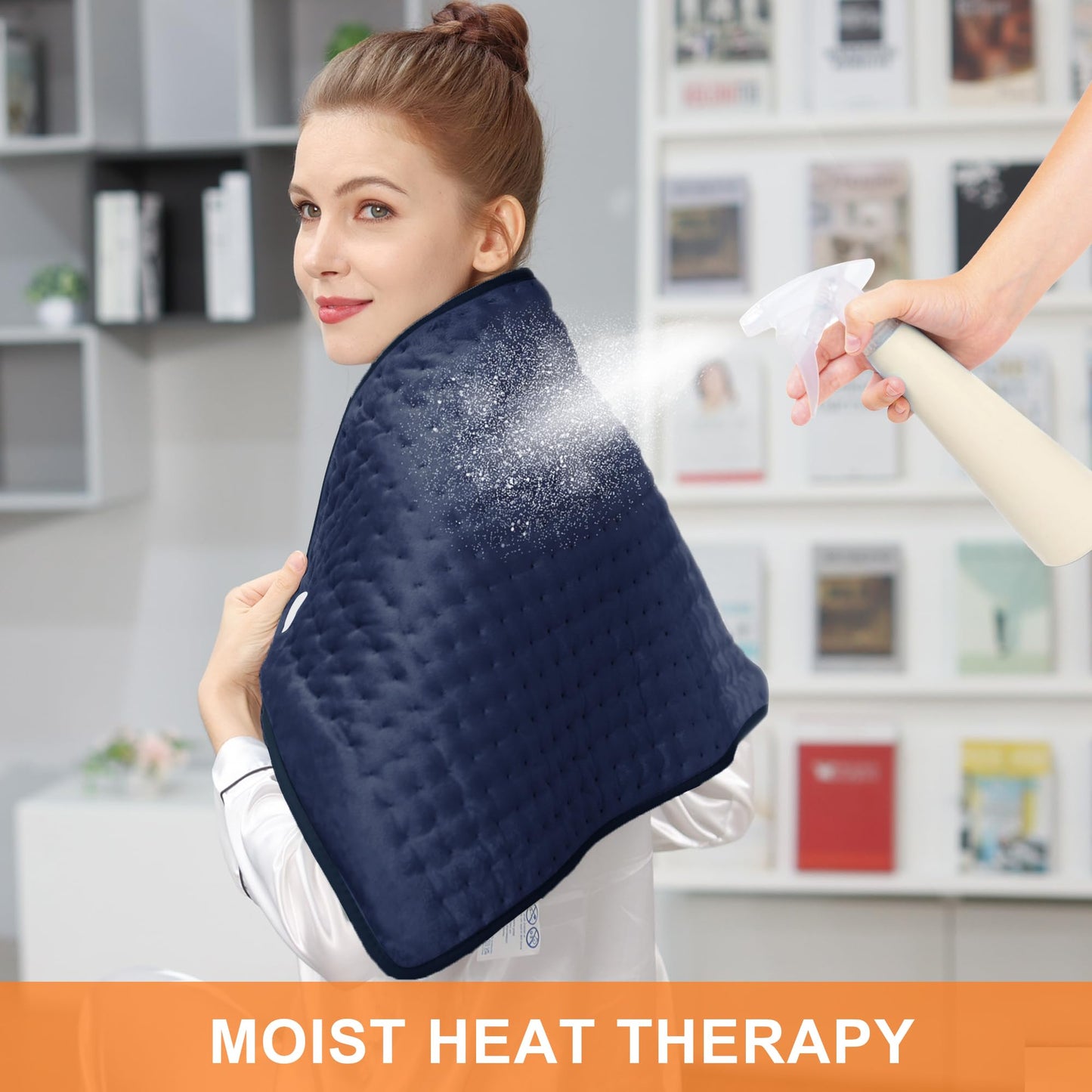 Deepsoon Heating Pad,Electric Heating Pads for Back,Neck,Abdomen,Moist Heating Pad for Shoulder,Knee,Arms,Legs,Dry/Moist Heat & Auto Shut Off,Christmas Gifts for Men and Women,Navy Blue,33x17 Inch