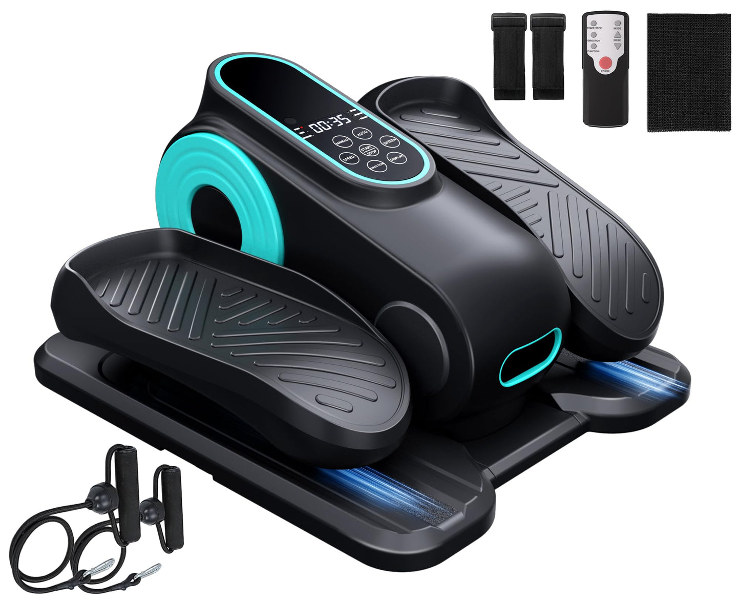 Under Desk Elliptical Machine,Electric Elliptical Leg Exerciser for Seniors with 12 Adjustable, Portable Quiet Elliptical Exercise Machine, Seated Pedal Exerciser with Resistance Band Quiet & Portable