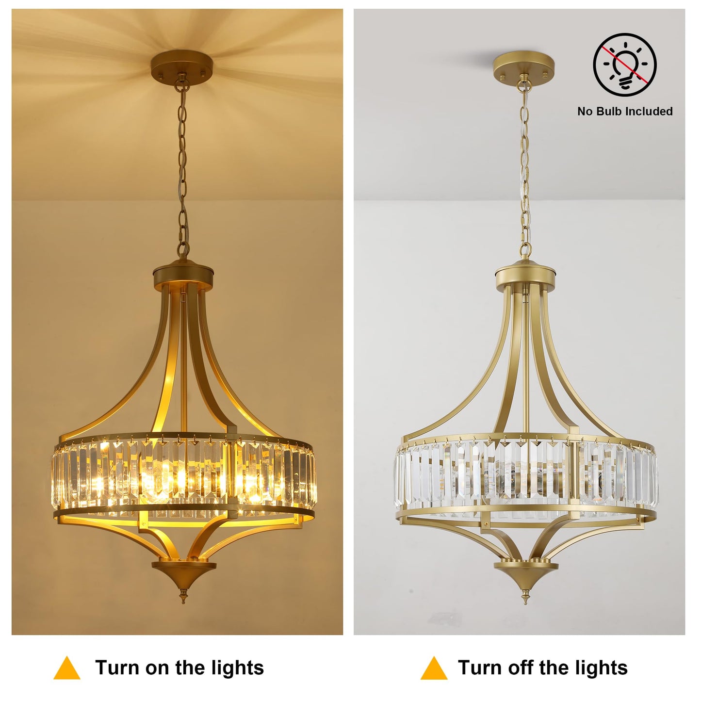CNRATYE 20" Modern Crystal Chandelier, 5-Light Gold Dinning Room Light Fixtures Over Table, Hanging Round Pendant Chandelier for Kitchen Island Entryway Bedroom Office Bathroom Stairwell