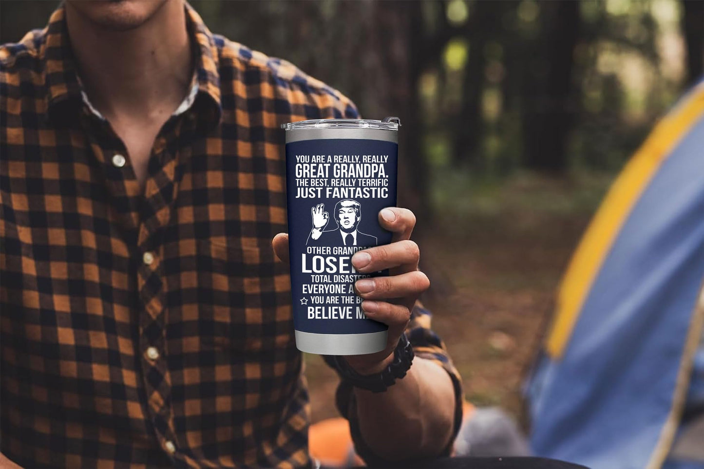 Gifts for Grandpa from Grandaughter, Grandson, Kids on Fathers Day, Christmas, Birthday - Present for Father - Grandpa Tumbler 20oz, Navy Insulated Stainless Steel, Perfect for Travel, Work, or Home