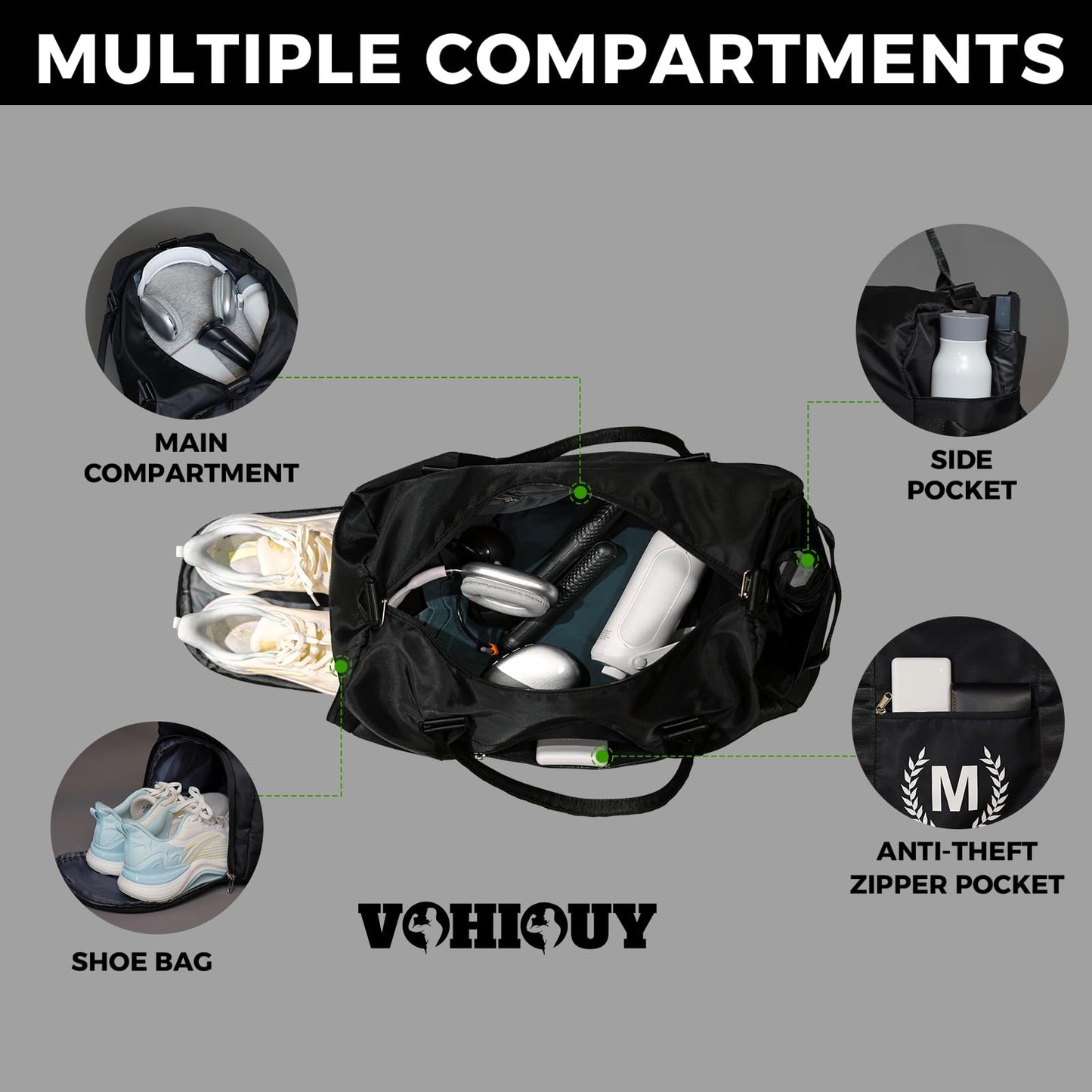 Gym Bag for Women & Men, Travel Duffle Bag with Wet Pocket & Shoes Compartment, Personalized Present for Men& women Teenager Girls Initial Birthday Gifts for Mom Dad Friends