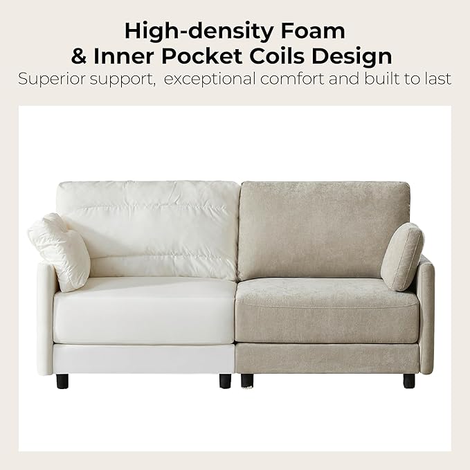 CHITA Modular Sectional Loveseat Sofa, Modern Cloud Couch for Living Room and Apartment, 2 Seat Extra Comfty Sofa, Removable Cover, Easy Assembly for Small Spaces, 73.6 Inch Width, Classic Taupe