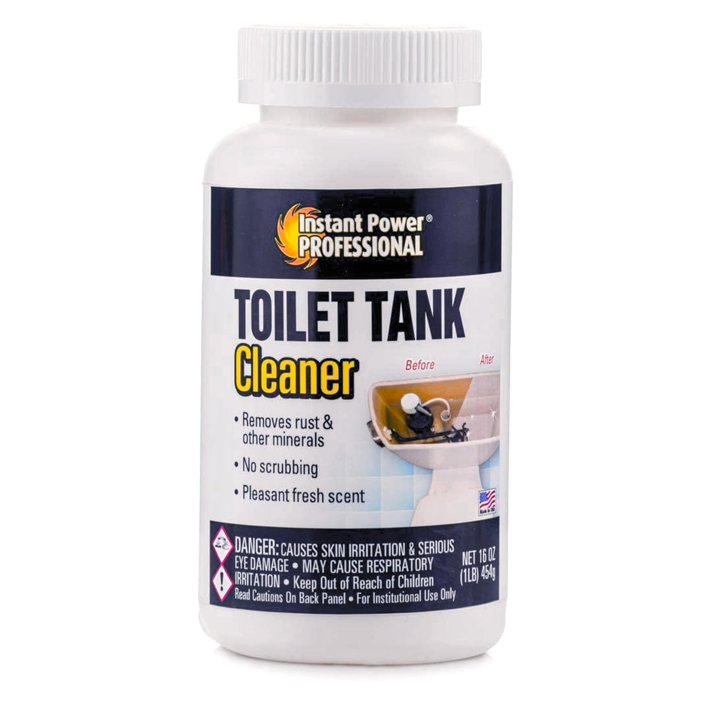 Instant Power Professional Toilet Tank Cleaner - Bathroom Toilet Cleaning Powder, Removes Rust and Odors, No Scrubbing, Made in USA, Pleasant Fresh Scent - 16 oz (1 lb)