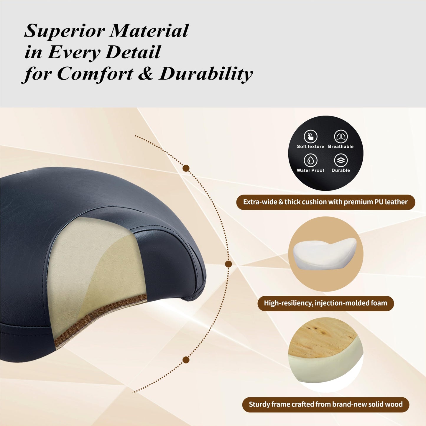 Saddle Stool with Adjustable Lumbar Support - Heavy Duty 400LB Hydraulic Rolling Stool Chair with Backrest, 19"-25" Height Adjustable with Quiet Wheels for Salon, Dental, Tattoo, Massage, Home Office