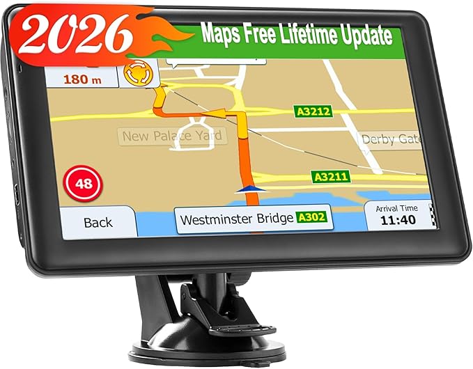 LOVPOI GPS Navigator for Truck Car, 7'' GPS Commercial Drivers 2025 Trucker GPS for Semi Truck with GPS Navigation System...