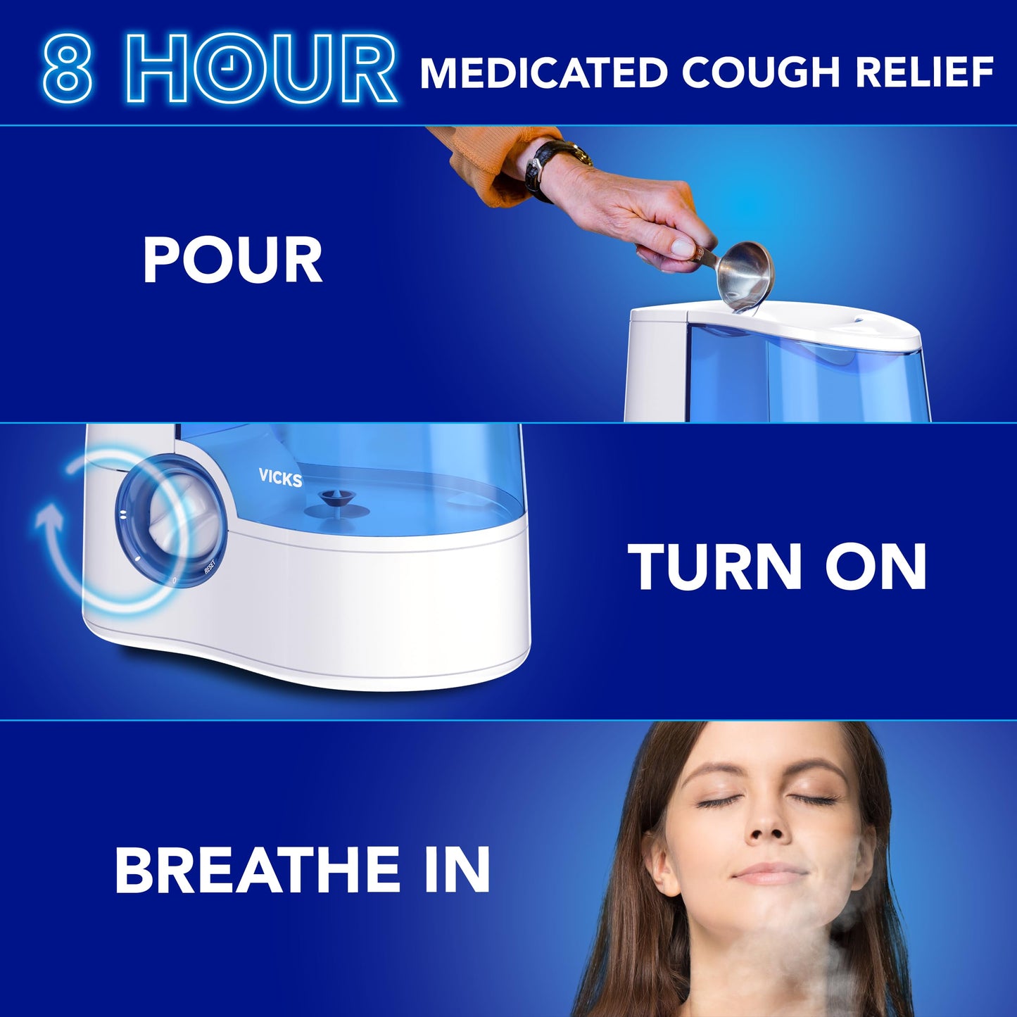 Vicks VapoSteam Medicated Liquid with Camphor, a Cough Suppressant, 8 Oz – VapoSteam Liquid Helps Relieve Coughing, for Use in Vaporizers and Humidifiers (Pack of 2)
