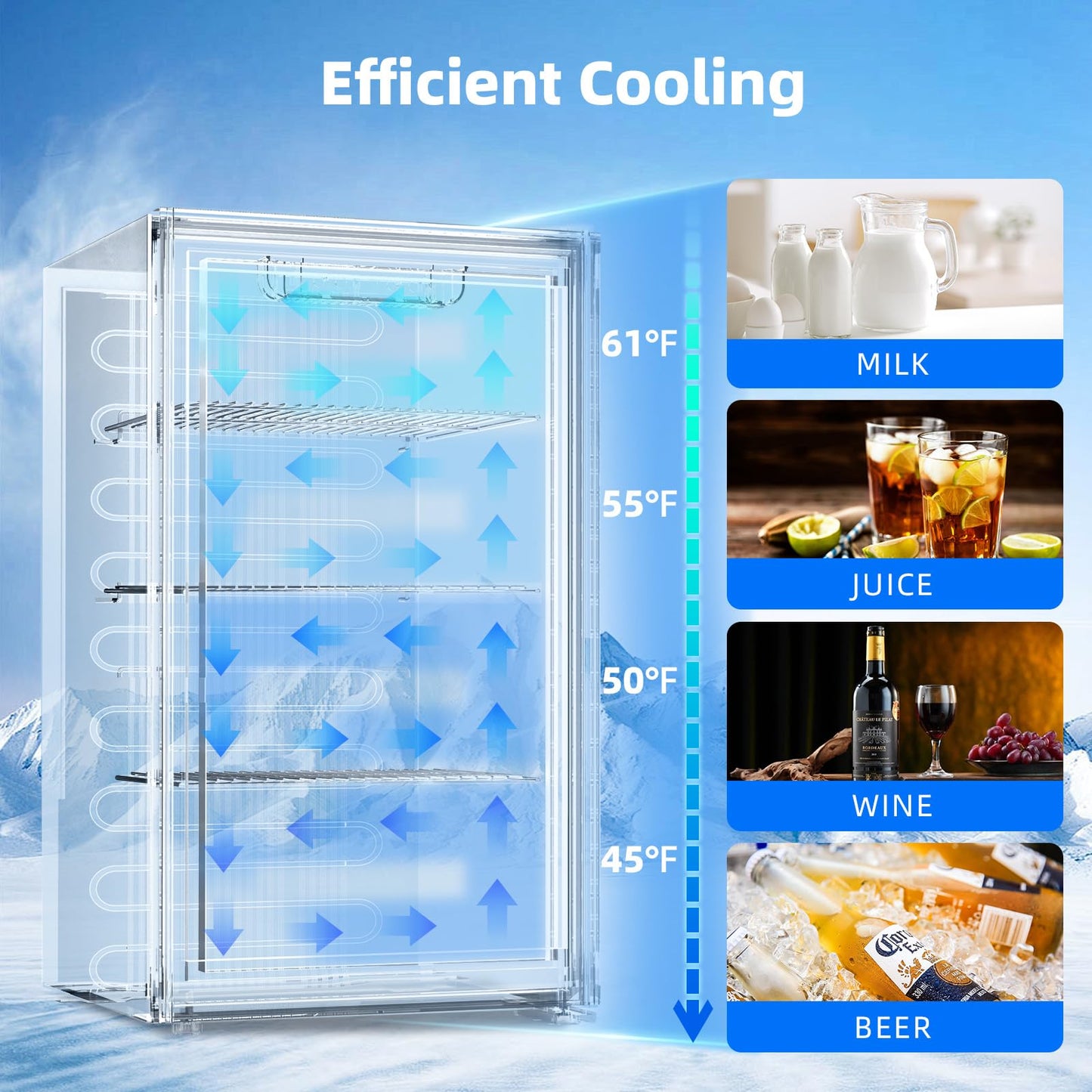 Antarctic Star Mini Fridge -130 Can Beverage Refrigerator CoolerGlass Door for Soda Beer or Wine Constant Glass Door Small Drink Dispenser for Home, Office Bar 3.2cu.ft