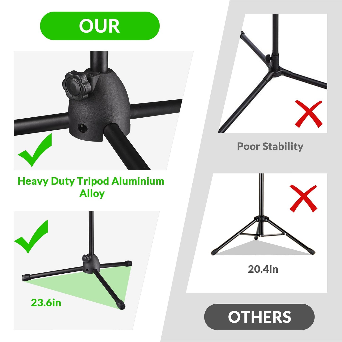 Aw 2 Pack Microphone Boom Arm Stand Adjustable Tripod W/Phone Holder Dual Mic Clip