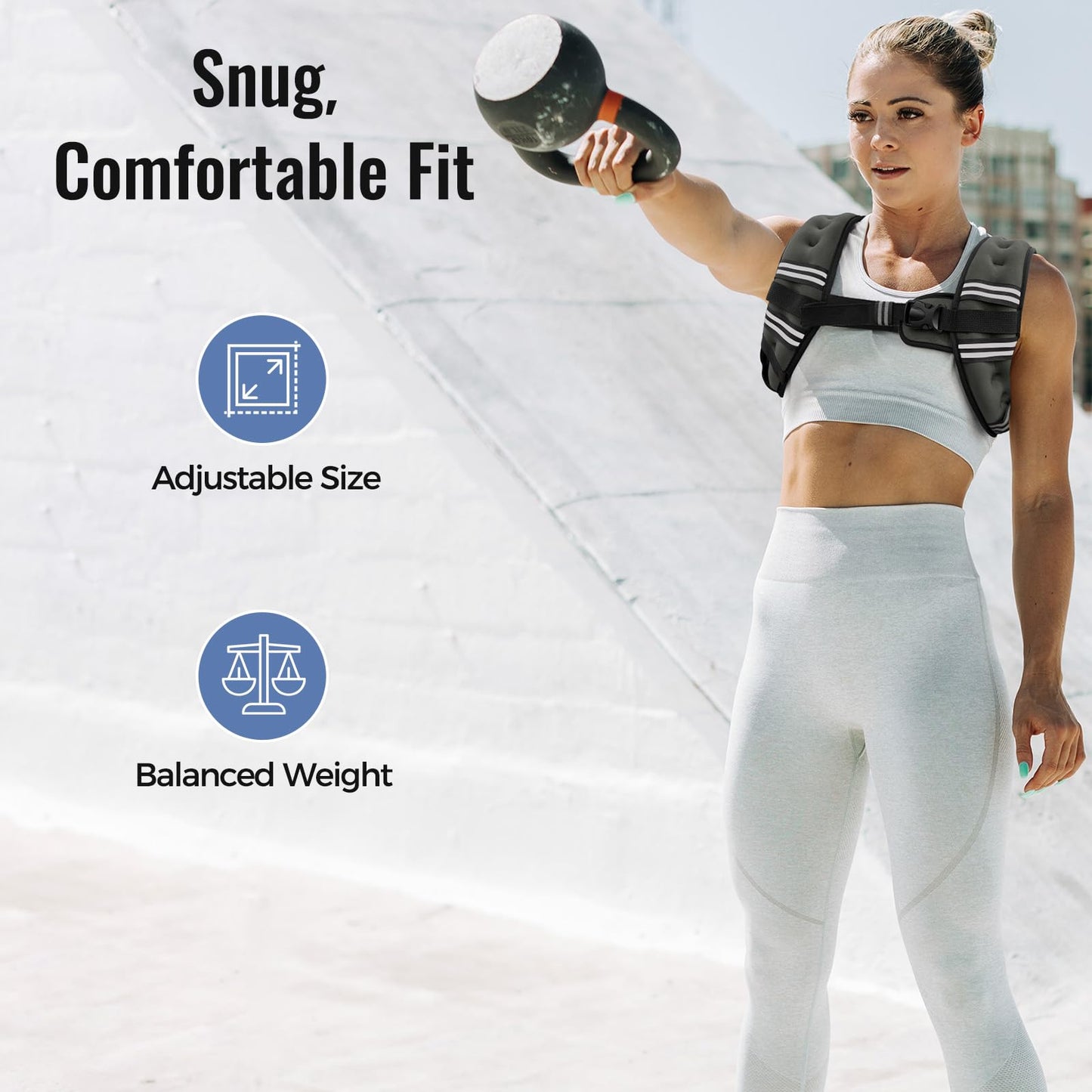 Zeerun Weighted Vest for Women & Men with Reflective Stripe and Adjustable Buckle, Comfortable & Durable Rucking Vest for Walking, Running & Strength Training, 6LBS-Gray