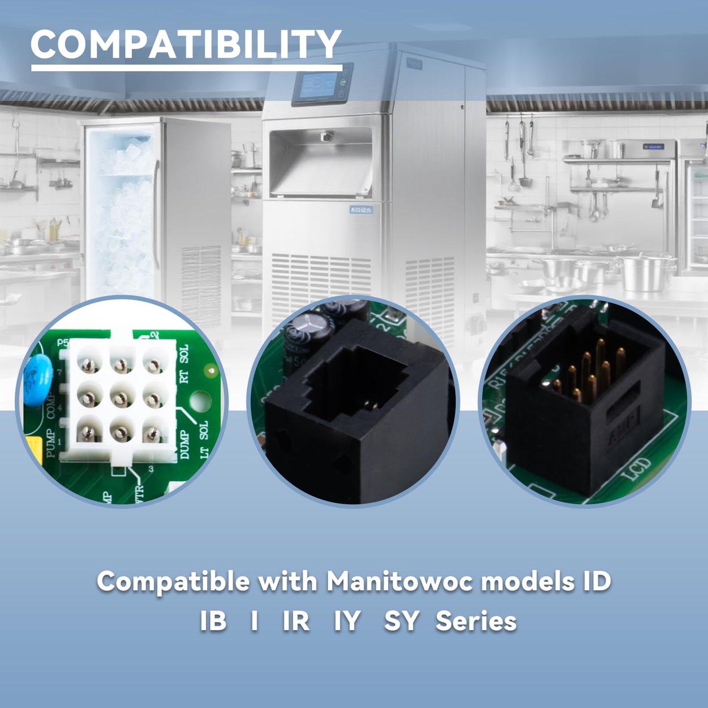 Zuomeng Ice Machine Control Board 000008309 Replacement PCB, Compatible with Manitowoc ID, IB, I, IR, IY, SY Series, Suitable for Commercial & Industrial Ice Makers