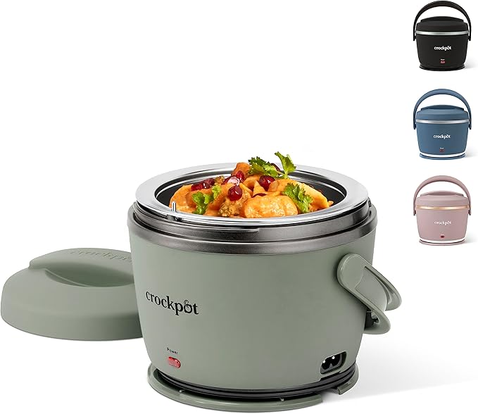 Crock-Pot Portable Electric Lunch Box 20-Ounce Food Warmer Moonshine Green | Ideal for Travel On-the-Go | Keeps Food Spil...