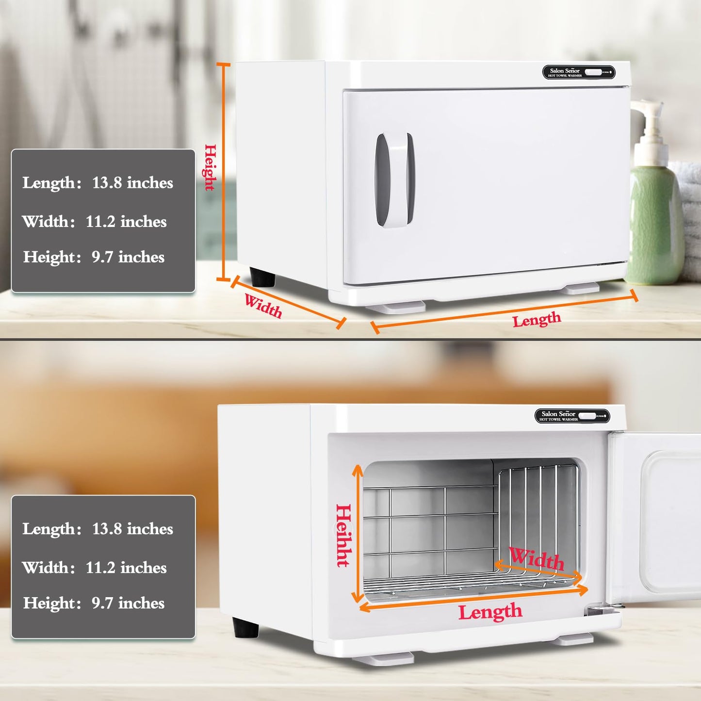 Salon Seor Hot Towel Warmer Cabinet 8L Towel Caddy for use in Facial Spas Salons and Home Use with Essential Oil Spot White