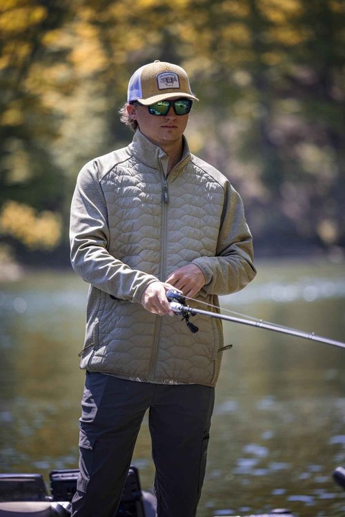 HUK Mens Scale Hybrid Jacket, DWR Performance Fishing Jacket, Overland Trek, Medium