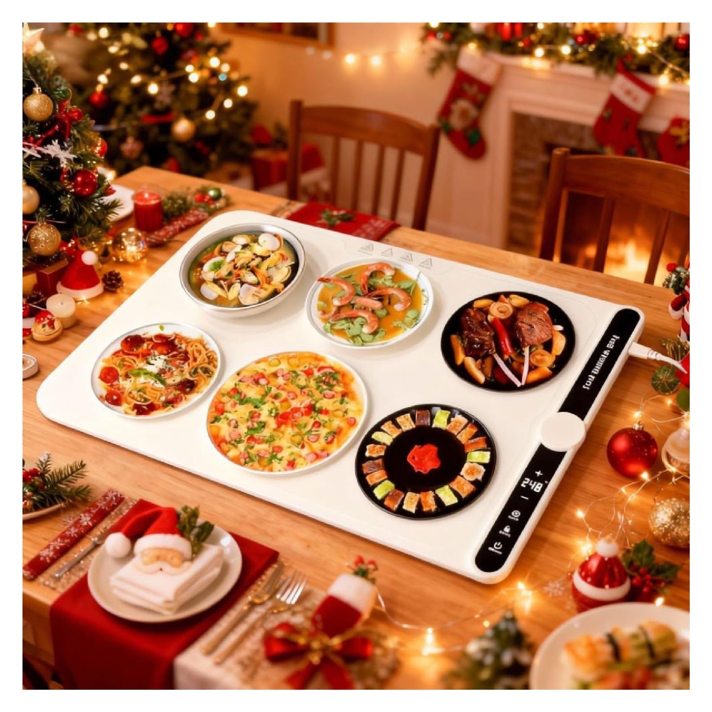 Food Warming Mat, Food Warming Mat Electric, 9 Temp Levels, Timer, Waterproof, Heat Insulating, Dishwasher-Safe, for Buffet, Food Warmers for Parties Buffet,Portable Heating Pad