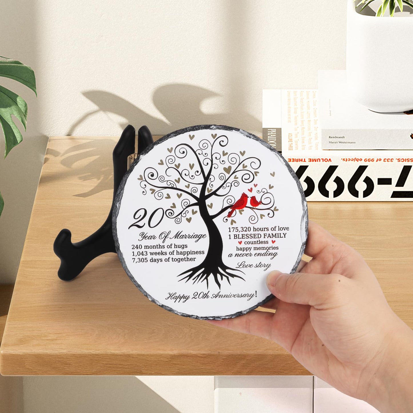 Lotoo China 20th Anniversary Slate Plate for Couple Gifts, White Elegant Keepsake Wedding Gifts for Couples, Husband, Wife, Parents