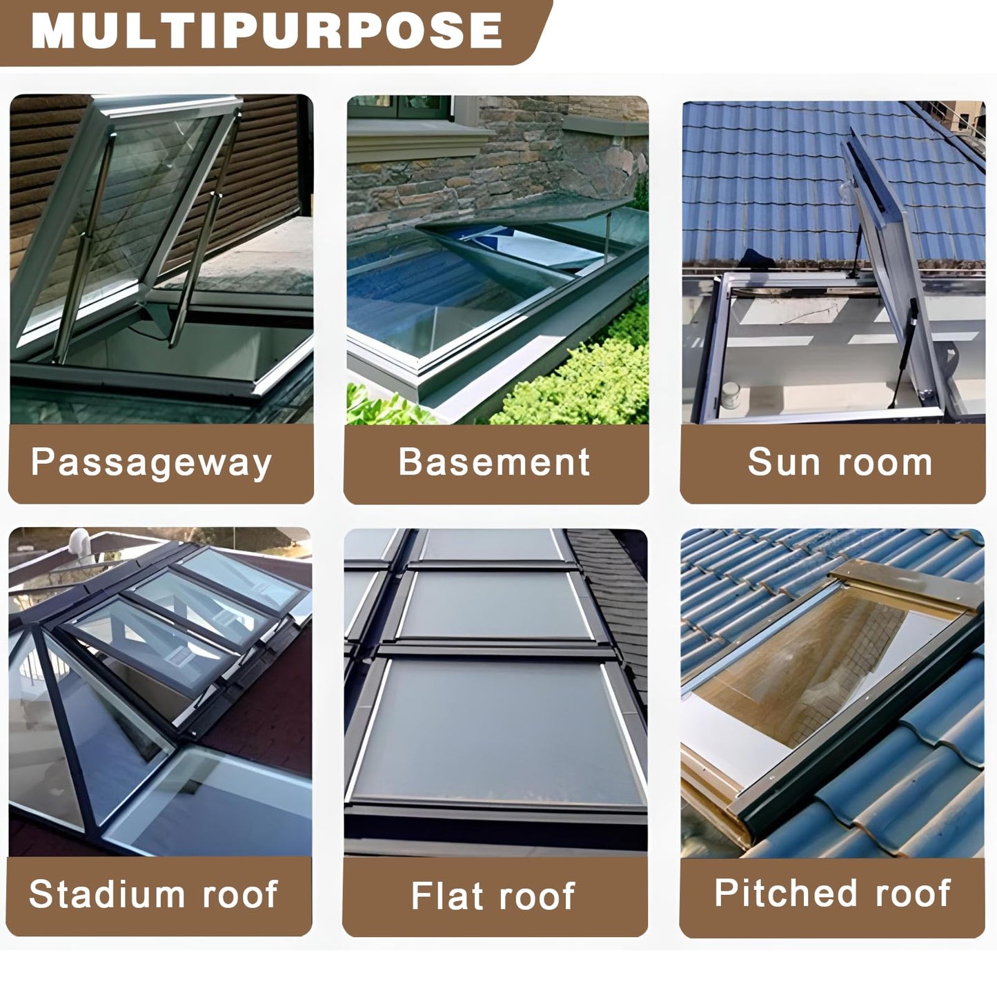 Skylight Roof Window, Tempered Glass Security Roof Hatch Cover, Flush Mount Roof Access Hatch, Attic Viewing Venting Door, Basement Lighting Well Window for Sun Room Garage (35.4 * 35.4in)