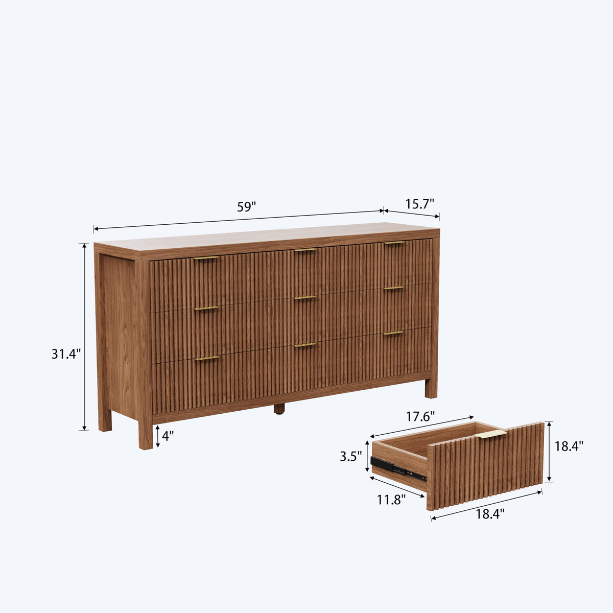 JZXSHD 9 Drawers, Modern Large Chest Mid Century Modern Dresser TV Stand, Storage Organizer Dresser with Solid Natural Wood Legs for Bedroom, Living Room, Hallway, Walnut Oak