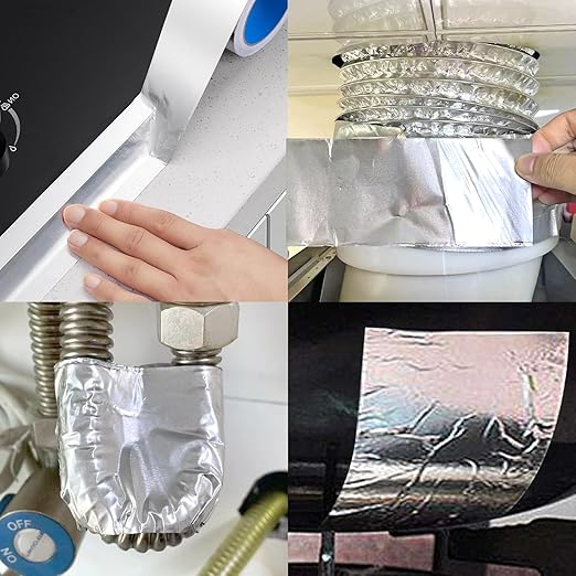 Romeda Aluminum Foil Tape, 3 inch x 65 Feet (3.9 mil), Insulation Adhesive Metal High Temperature Heavy Duty HVAC Tape, Silver for Ductwork, Dryer Vent, HVAC