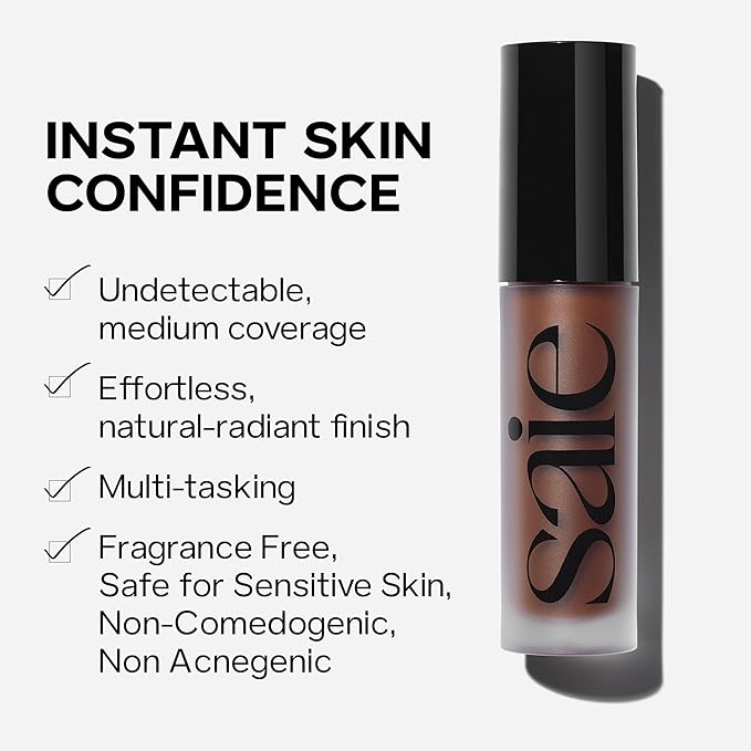 Saie Slip Tint Radiant Cream Concealer & All-Over Face Makeup - Concealer for Dark Circles, Redness & Blemishes - Lightweight Makeup Made with Hydrating Hyaluronic Acid - Shade 1 (0.17 oz)
