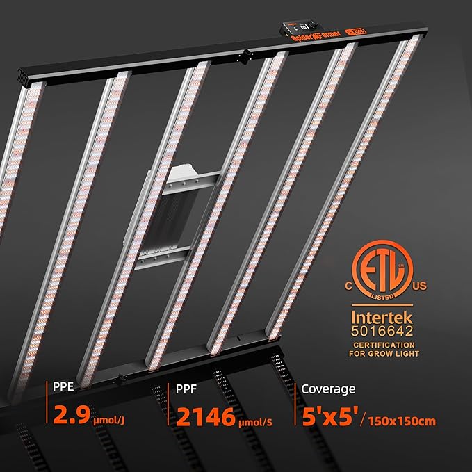 Spider Farmer SE7000 LED Grow Lights 730W, Samsung LM301H EVO Diodes, Upgraded Remote App Control, 5x5ft Coverage Dimmable Daisy Chain Commercial Bar Style LED Growing Lamp, Vertical Farming