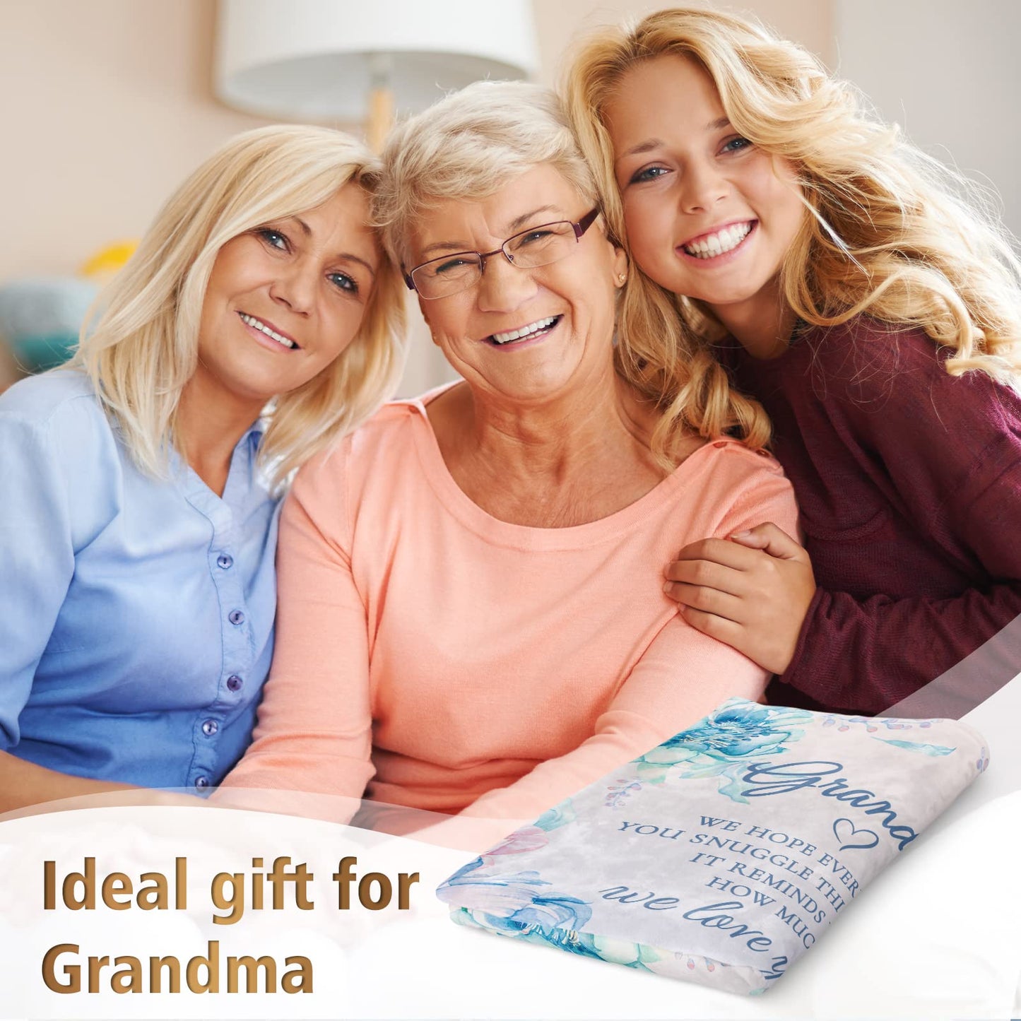 Afterprints Grandma Gifts Blanket, Birthday Gifts for Grandma, Grandmother Gift from Grandkids on Grandparents Day, We Love You Soft Throw Blankets 50" x 60"
