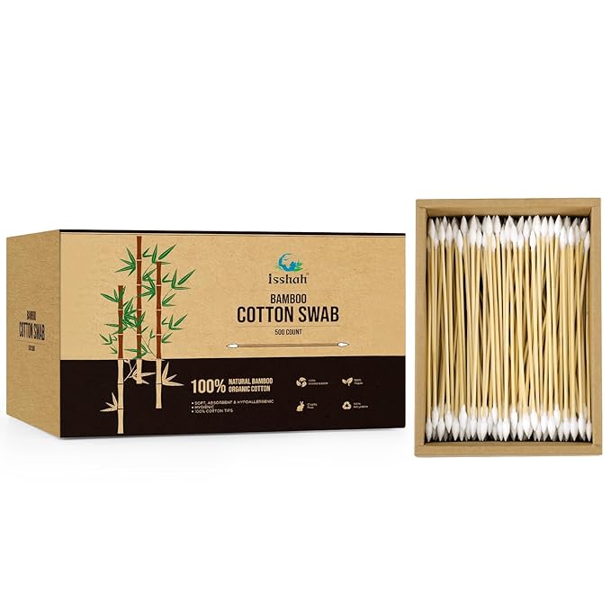 Gun Cleaning Swabs, Double-Ended 6'' Pointed Tip, Biodegradable Bamboo Cotton Buds 500 Count