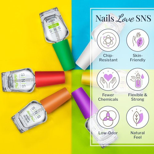 SNS Base Coat Nail Polish for Nail Dip Powder, Bases & Sealers Set - Long-Lasting & Fast-Drying Nail Strengtheners Gel Base for Colors - Low-Odor Dipping Powder Polish, No UV Lamp Required