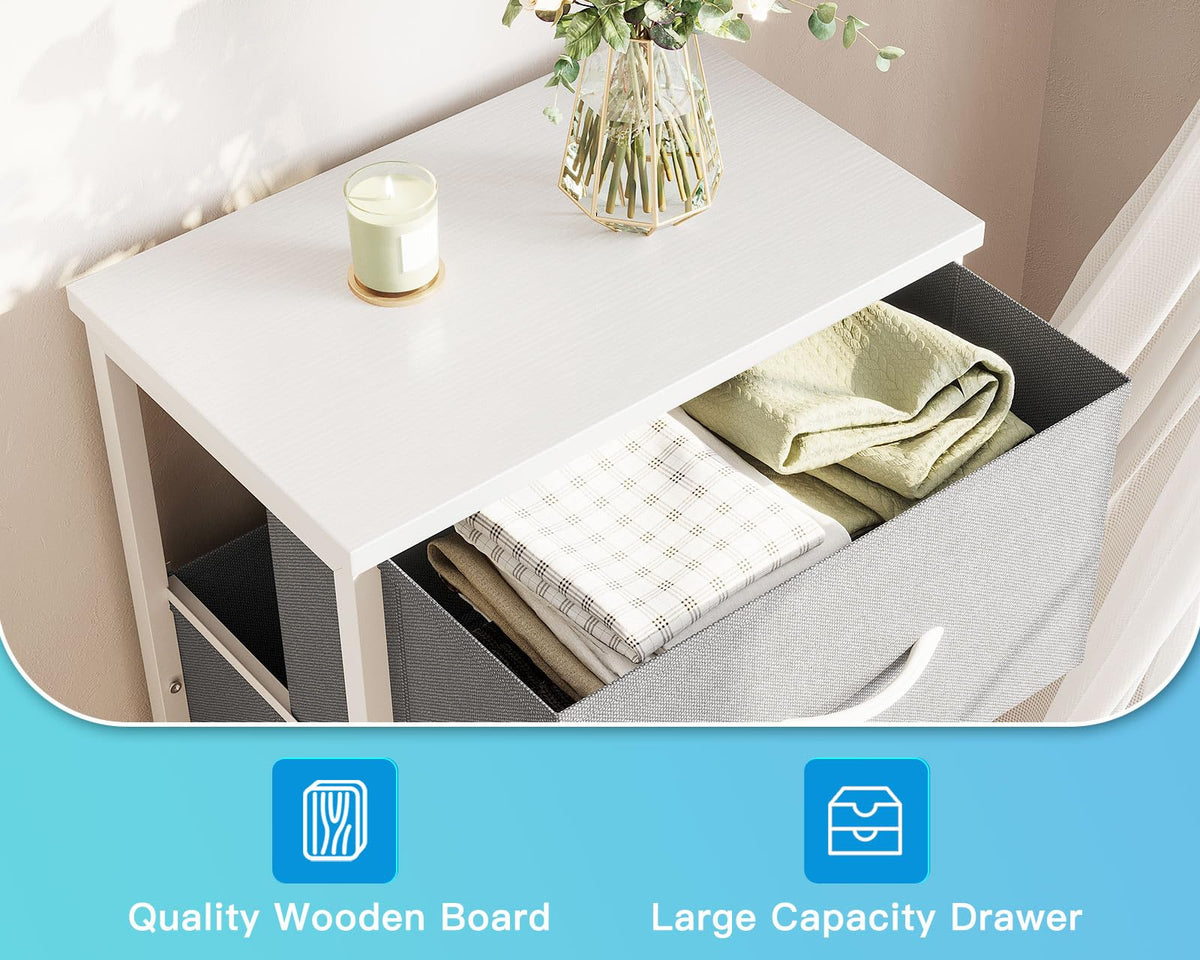 Casaottima Gray Dresser for Bedroom Nightstand, Small Fabric Dresser Chests of Drawers, Closet Organizers and Storage with 3 Drawers
