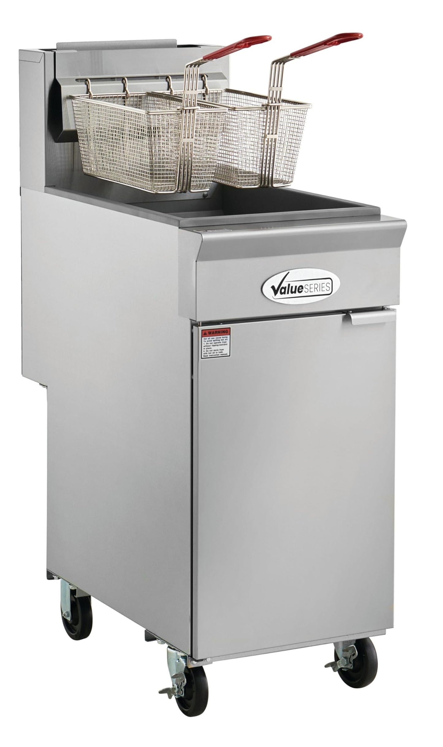Value Series Commercial Deep Fryer, 40 lb. Stainless Steel Natural Gas Floor Fryer with Casters, 90,000 BTU (29R-047-NAT)
