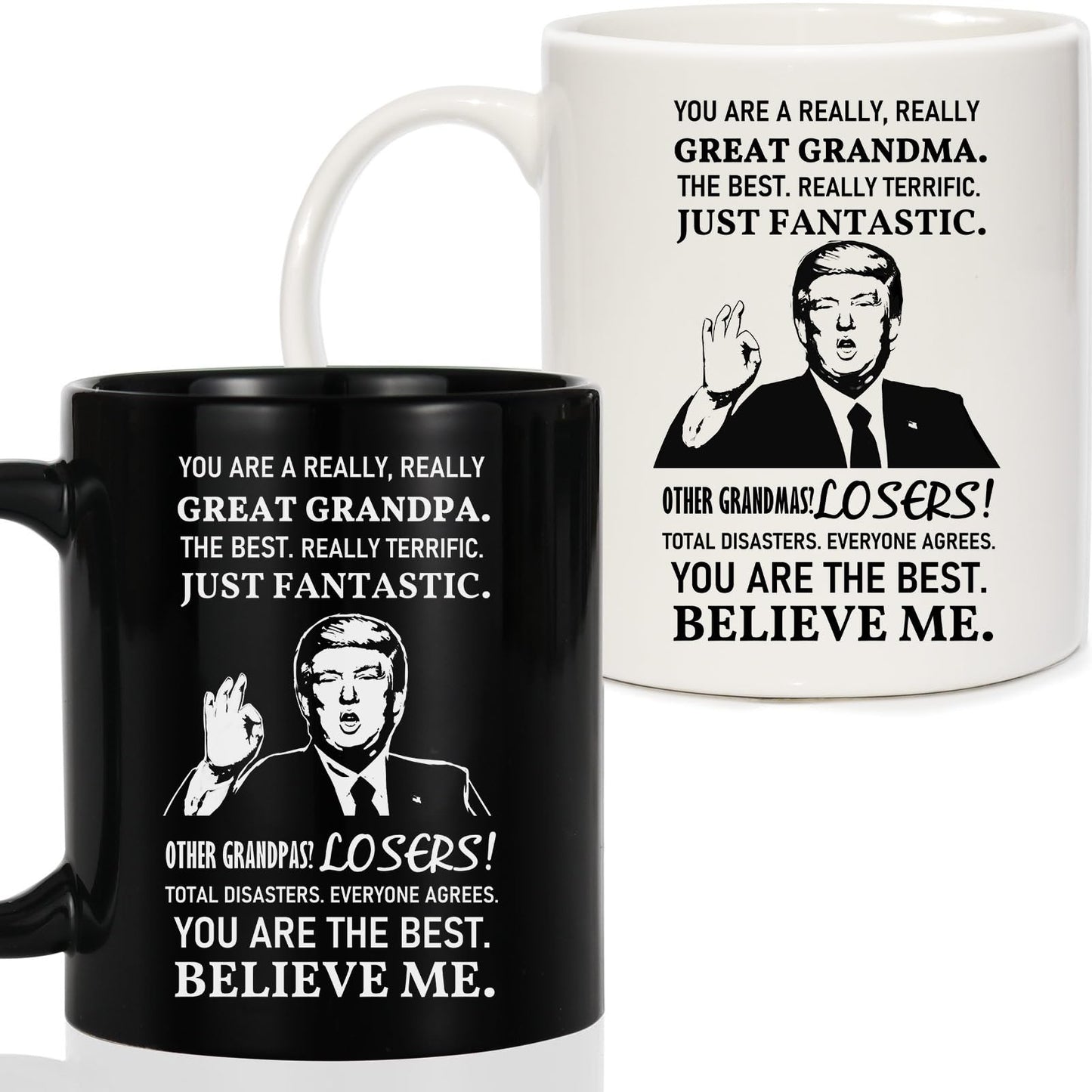 Breezy Valley Grandparents Gifts from Grandkids Grandchildren - Funny Grandma and Grandpa Gifts for Grandparents from Granddaughter Grandson, Great Grandma and Grandpa Birthday Gift Coffee Mugs Set