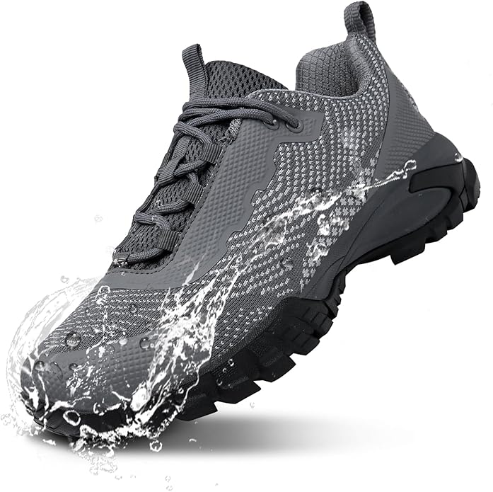 LEDINEY Mens Hiking Shoes Waterproof Lightweight Ankle Boots Outdoor Trekking Camping Walking Quest