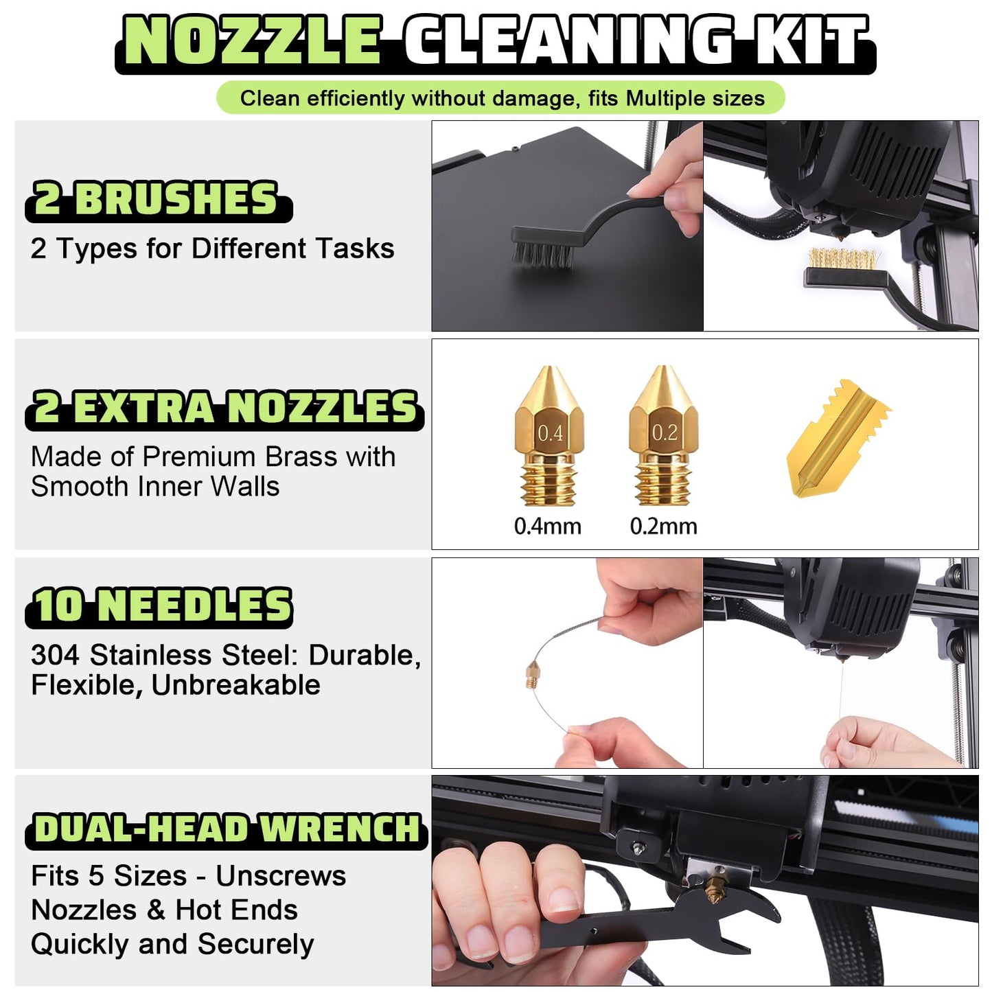 3D Printer Tools Kit, 34pcs 3D Printer Accessories for All FDM/SLA Printers Includes Nozzle Cleaning Tools, Removal Scrapers, Finishing Tools, 5 Types of Files,Brushes, Wire Cutter, Engraving Knife