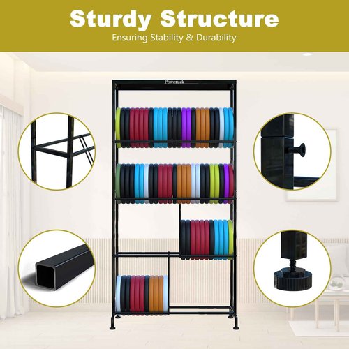 Poweruck Disc Golf Storage Racks, Large Capacity Storage Holder Rack for Sports Discs, 4 Tier Metal Shelves Organizer for Home Garage Basement
