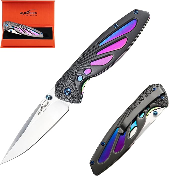 ALBATROSS D2 Steel Folding Pocket Knife with Liner Lock - Premium EDC Tactical Knife for Camping, Hunting and Outdoor Adve...