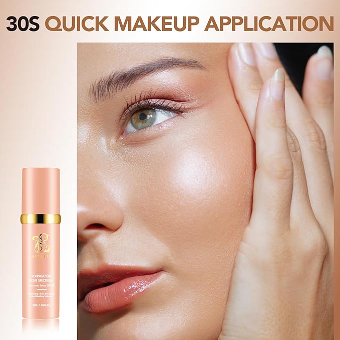 Foundation 4 in 1-Light Spectrum,4 in 1 Foundation Liquid, Protecting from Sun with SPF50 for Gym, Sports, Dancing Concealer Cosmetic Lightweight,Longwearing & Waterproof for Makeup (2 Pack)