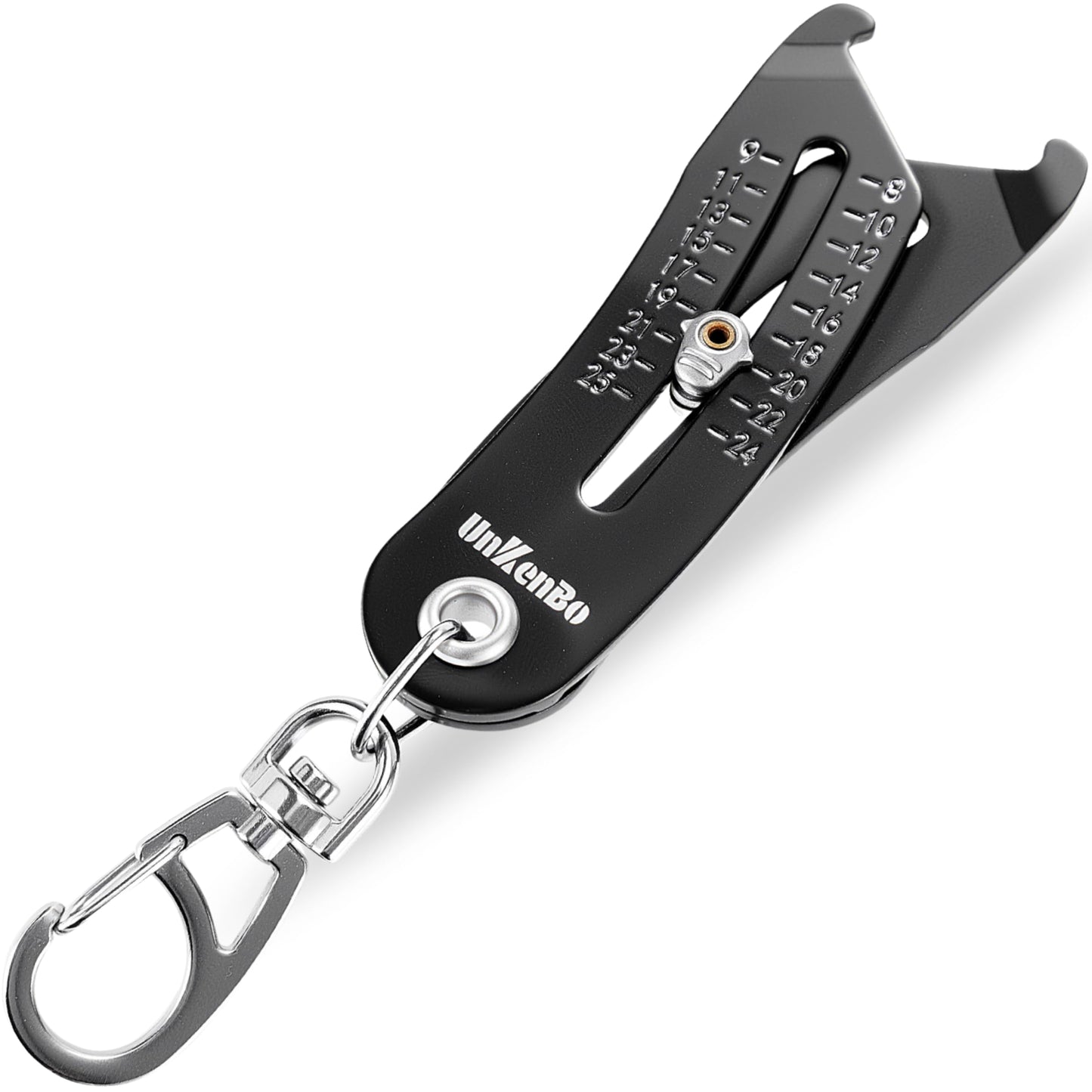 UNKENBO® Bolt Size Finder Tool Keychain - Gauge Bolts & Nuts Head SAE 5/16 to 1" & Metric 8 to 25mm, Wrench & Socket Size Finder, Nut & Bolt Fasteners Measuring Tool Gifts for Men (Matte Black)