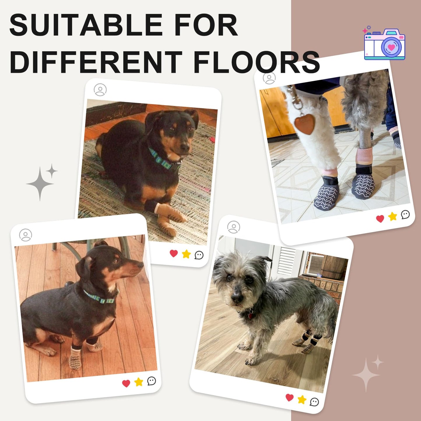 BEAUTYZOO Dog Socks to Prevent Licking Paws -Dog Boots & Paw Protectors with Grippers on Hardwood Floors, Dog Shoes for Hot/Cold Pavement Small Medium Large Senior Dogs Booties