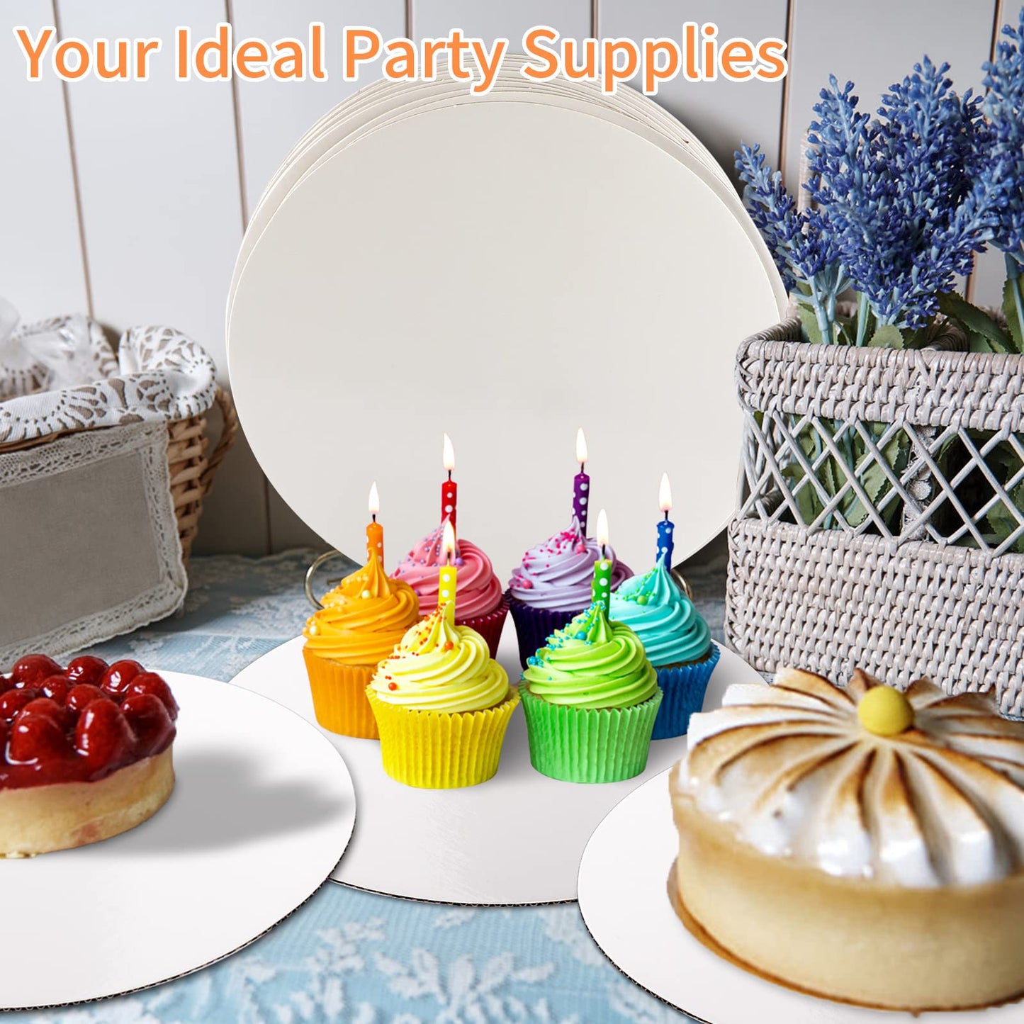 10 Pcs Cake Boards, White Cake Boards 10 inch Round, Food-Graded Cardboard Cake Rounds Cake Base, Waterproof and Oil-Proof for Cake DIY, Dessert and Crafts Display(White)