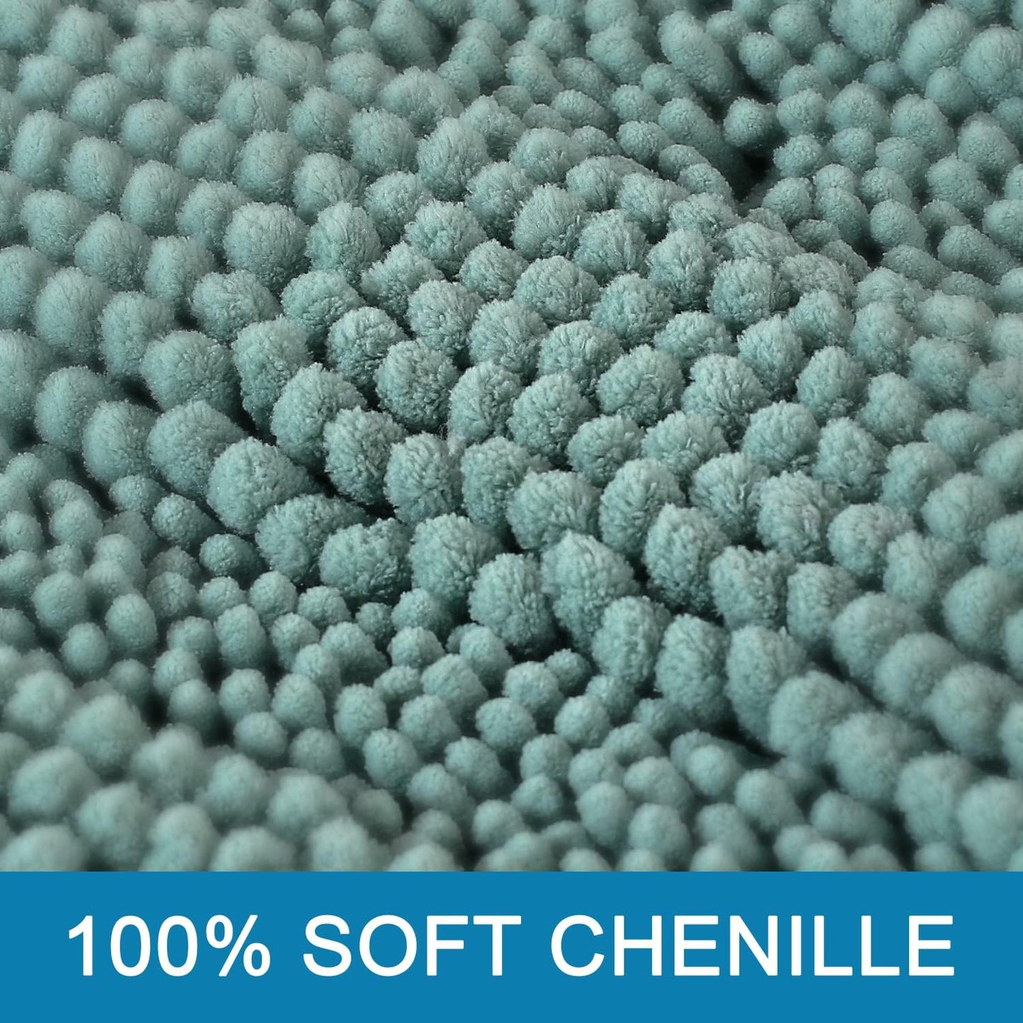 H.VERSAILTEX Bath Mats for Bathroom Non Slip Extra Thick Chenille Striped Bath Rug 24" x 36" Absorbent Non Skid Fluffy Soft Shaggy Rugs Washable Plush Mats for Indoor, Bath Room, Tub - Eggshell Blue