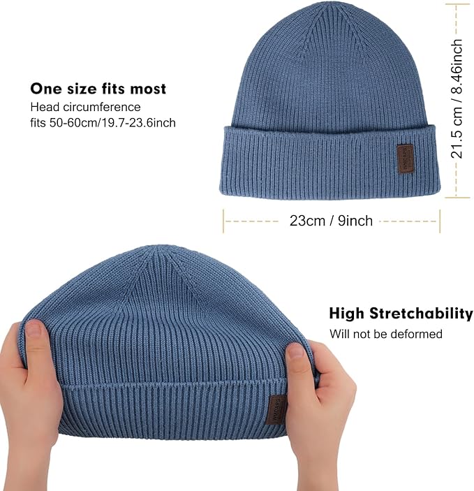 Wmcaps Winter Beanie for Men Women, Fleece Lined Beanie Soft Warm Knit Hat Ski Stocking Cuffed Cap