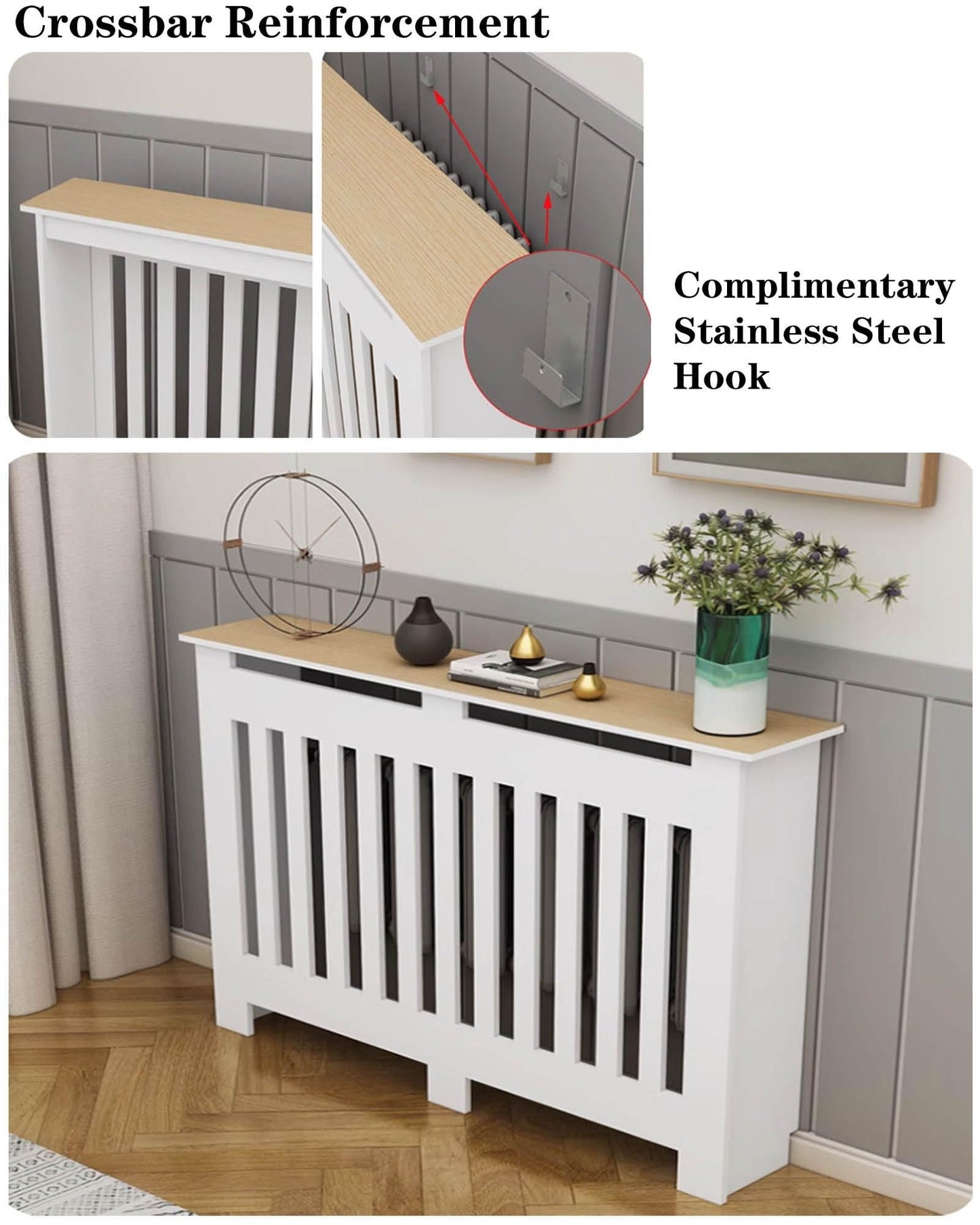 Modern Radiator Covers Wall Heater Cover Cabinet Shelf Bathroom Floor Radiator Shelve, Hide Cluttered Pipes/Easy To Install, Suitable For Household Living Room, White(19.7"Lx23.6"Hx7.9"W)