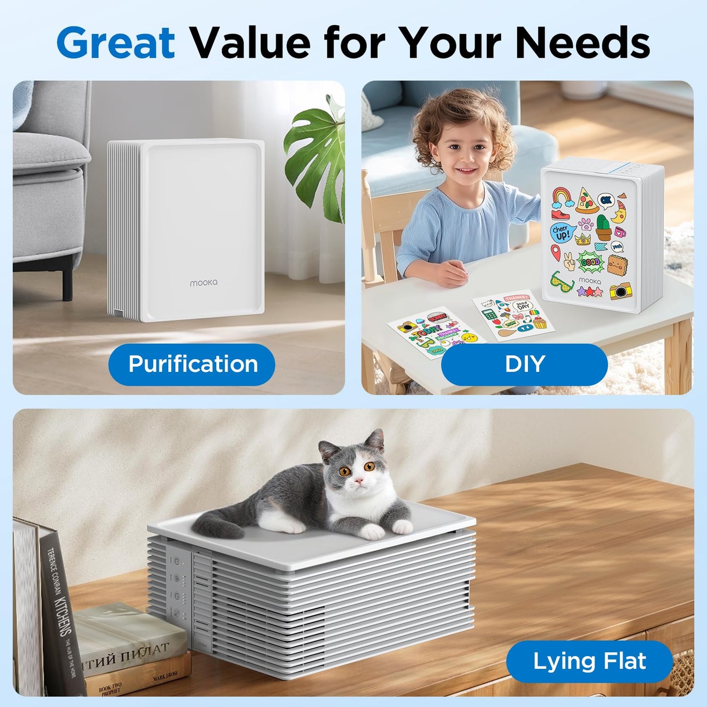 Air Purifiers For Home Large Room Up To 1300 Ft, Mooka Hepa Air Purifier For Home Pets With Washable Pre-Filter, Fragrance, Air