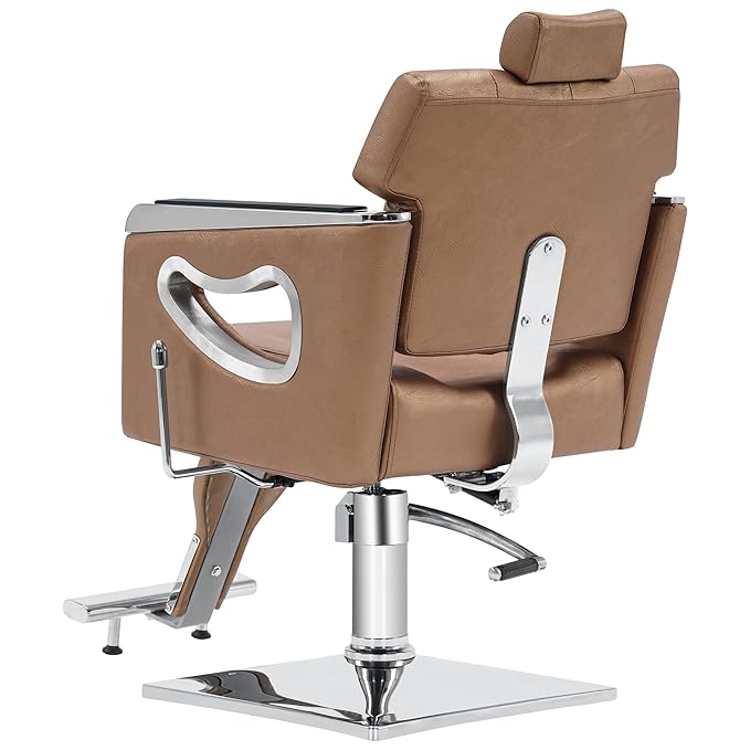 BarberPub Barber Chair Reclining Salon Chair for Hair Stylist, Antique Hair Spa Salon Styling Beauty Equipment 8132 (Gold)